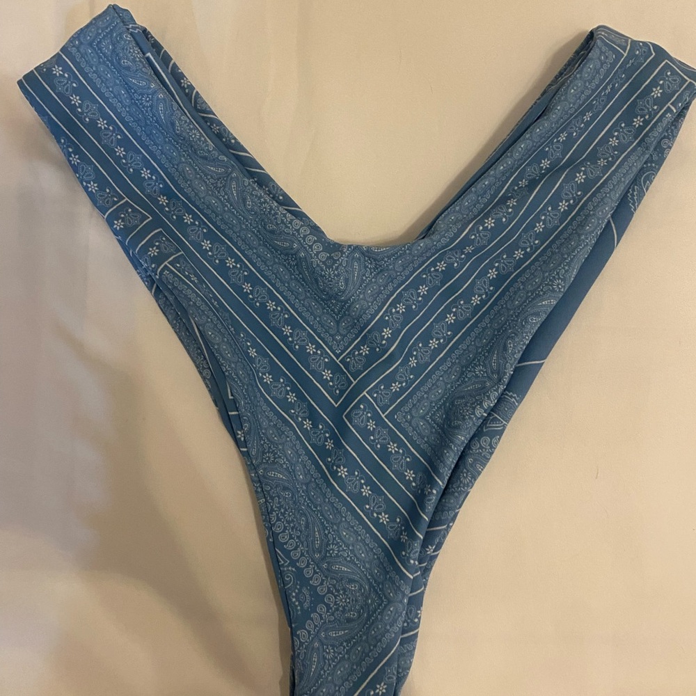 Skatie Blue Paisley High-Cut Bikini Bottom